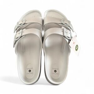 Shade & Shore™ | Women's Neida EVA Two Band Footbed Slide Sandals | Silver Sz 11